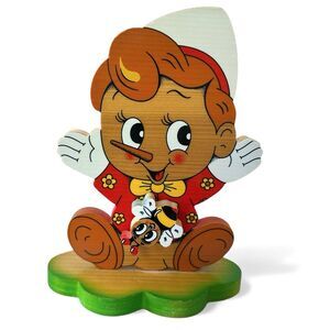 Italian Vtg. Bartolucci Pinocchio Wooden Music Box - "When You Wish Upon a Star"